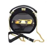 Evening Bags Evil Face Women Handbags Black Flannel Mini Tote Shouder Chain Strap Corssbody Ladies Messenger For Female B005