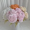 Fleurs décoratives Imitation pivoines Bouquet soie faux bureau étude décoration plante verte pivoine artificielle décor de mariage rose violet fleur