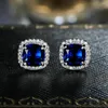 Necklace Earrings Set 3PCS/SET Sapphire Crystal Jewelry For Women Bridal Engagement Ring Wedding Valentine's Day Gift