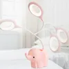 Table Lamps Cute Elephant Animal LED Three-Color Touch Dimming USB Charging Plug-in Dual-Use Eye Protection Student Lamp Night Light