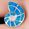 Pendant Necklaces KONGMOON Solarium Seashell Ocean Blue Fire Opal Silver Plated Jewelry For Women Necklace