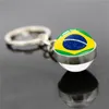 Porte-clés 1 PC verre Cabochon boule drapeau National pour hommes femmes brésil italie allemagne argentine football porte-clés bijoux accessoires