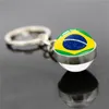 Keychains 1 PC Glass Cabochon Ball National Flag For Men Women Brazil Italy Germany Argentina Soccer Keyring Jewelry Accessories