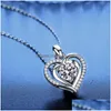 Collares pendientes Moda 925 Sterling Sier 1Ct D Color Vvs1 Moissanite Love Heart Collar Mujer Joyería Diamond Test Pass Charm Dro Dha7Z