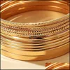 Bangle 14pcs/Sets Punk Gold Color Bracelets for Women Trendy Alloy Metal Binelian Jewelry Akcesoria Hurtowe 440C3 DROP DOBRY DHOQH