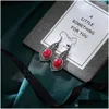 ダングルシャンデリアWhosale Europe Red Jasper Gemstone sier earrings for women girlパーティージュエリードロップ配信DHKTS