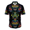 Camisa casual masculina camisa masculina manga curta havaiana botão impresso de cardigan blusas atacado 2023 colar