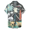 Casual shirts voor heren geklede heren heren gedrukt Hawaiiaanse knop met korte mouwen Down strand donkerpaarse T -shirtmen's