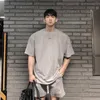 Herr t shirts 2023 stil överdimensionerad fast färg gym klädkropp bodybuilding fitness lös sportkläder t-shirt streetwear mode