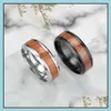 Bagues de grappe 8 mm Tungstène Doigt Confort Fit Taille 612 Nature Bois Incrustation Acier Inoxydable 316 L Hommes Femmes Bague De Mariage Sier Noir Dro Otgwh