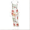 カジュアルドレスSabinax Plant Print Sexy BodyCon Long Dress Women Lace Up Backless Summer Midi Female Straps Party 2023婦人服