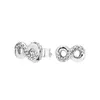 Sparkling Infinity Stud Earrings Real Sterling Silver for Pandora Beautiful Women Party Jewelry CZ Diamond Girlfriend Gift Earring with Original Box