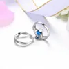 Anéis de casamento, empilhamento exclusivo, aparelho de coroa de cristal azul para mulheres prata em cores de cor de moda de moda princesa namoro jóias dropship r616