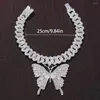 Fußkettchen Rapper Männer Schmetterling Große Fußkettchen Dick Großhandel Für Frauen Armband Strass Cuban Link Iced Out Kette Anhänger Schmuck