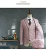 Men's Suits & Blazers Casual Suit Men Gray Business Formal Dress Mens British Style Groom Wedding Tuxedo 3-piece Traje Novio 2023 Pink