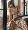 Casual jurken Orange Bohe Floral Maxi Jurk lange mouw veer elegante kleding voor vrouwen Koreaanse stijl Vestido largo elegante para fiesta