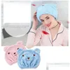 Dusch Caps Cartoon Cute Bear Cap Microfiber Hair Turban snabbt torr hatt lindad handduk Bad Badrum Drop Delivery Home Garden BA DHNSD