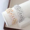 Bangle elegancka cyrkon bransoletka bransoletka biżuteria dla kobiet luksusowe akcesoria ślubne kryształowy kwiat biżuteria urodzinowa