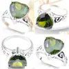 Solitärring Hochwertiger grüner Peridot-Edelstein Damenringe 925 Sterling Silber vergoldet Herzschliff Hochzeiten Brautschmuck Geschenk 5 Stück Dhryj