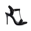 Kleid Schuhe Sommer Mode Schwarz Ein Wort Gürtel Pumpe Sandalen 2023 Frauen Sexy Stiletto High Heel Knöchelriemen Kristall Glänzend römisch