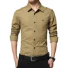 Men's Casual Shirts Quality Epaulet Air Army Green Dress Men Shirt Airforce Uniform Military Man Long Sleeve Slim Fit Camisa Masculina