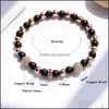 Beaded Strands 6Mm Natural Stone Beads Bracelet Fashion Mix Color Elastic Copper Bracelets For Women Men Big Small Bead Antifatigue Ot8Bt