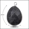 Charms Natural Black Flash Stone Charm Handmade Pendant For Necklace Jewelry Making Accessories Diy Drop Delivery Findings Components Otmyz