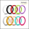 Band Rings 10 Color/Lot Women Wedding Sile Solid Color Twisted Flexible Comfortable Pinky Finger Ring For Men S Engagement Jewelry D Ot5Wr