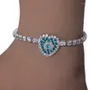 Bracelets de cheville Stonefans mode plein strass coeur cheville bijoux pour femmes bohème cristal pieds nus sandales cheville Bracelet sur la chaîne de jambe