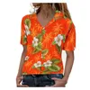 Blouzen voor dames shirts Hawaiiaanse shirt blouse funky frontpockets laten bloem palmprint mode elegante knop casual topvrouwen