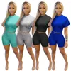 Kvinnors spårningsdräkter Solid Color 2 Piece Set Women Shorts och Top Summer Outfits 2023 Lounge Wear BodyCon Casual Matching Set