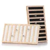 Pochettes à bijoux 9 lignes bambou anneau présentoir plateau organisateur étagère support en bois stockage pour magasin bijoux pièce