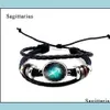 Charm armband 12 konstellation stjärntecken armband armband mtilayer hand vävd läder armband justerbara smycken dhs g916r drop d dhtmh