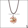 Pendant Necklaces Fashion Dried Flower Glass Ball Necklace Rope Chain For Women Strip Leather Choker Wedding Jewelry Gift Drop Deliv Otyg8