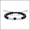 Braccialetti con ciondoli Bracciale regolabile con corda intrecciata in pietra lavica occhio di tigre regolabile 7 perline chakra Bracciale con aromaterapia yoga Q86Fz Drop Delivery Ebreo Dh7Oc