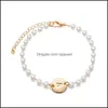 Bedelarmbanden gepersonaliseerde goud initi￫le armband az brief gesneden munttag voor vrouwen meisjes parel kralen sieraden drop levering ot2tp