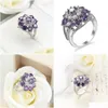 Cluster Anneaux 925 Sier Platine Plaqué Violet Carystal Améthyste Zircon Cadeau Anneau De Fête Ly10984 Drop Delivery Bijoux Dhe0Z