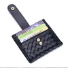 Wallets Hand Woven Women Wallet ID Case Coin Holder Sheepskin Leather Thin Mini Purse Hasp Card Pockets