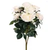 Fleurs décoratives 1 Bouquet Rose Fleur Artificielle En Soie Pour Réglage De La Table Festival De Noce Arrangements De Décoration De La Maison