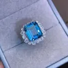 Bagues de mariage de luxe 5ct Cz, bague de promesse, couleur argent, bande de fiançailles pour femmes, bijoux de mariée, cadeau de mariage