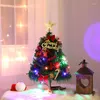 Dekoracje świąteczne 20 "/50 cm Tree Tabletop Ozdobiony Xmas sztuczny pulpit mini sosna z ozdobą sznurkową LED