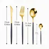 Dinnerware Sets 4Pcs Set Stainless Steel Black Gold Knives Forks Spoons Cutlery Kitchen Complete Tableware Flatware Wholesale