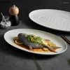 Plates Creative Oval Ceramic Pasta Steak Sushi Plate Dinner Restaurant Solid Color Tableware Snack Dessert Pan Cooking Dishes