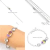 Bracelets porte-bonheur Saint Valentin Luckyshine Colorf Topaze 3 Grane Pierre Cristal Blanc Fête De Mariage Sier Pour Femmes Zircon 8 Pouces Goutte Dhuhz