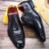 Sapatos sociais tamanho grande masculinos Oxford feitos à mão couro genuíno crocodilo P