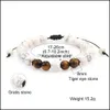 Hilos de cuentas 8 mm Pulseras de cuentas de piedra de lava negra Ojo de tigre natural Roca volcánica Con cuentas Cuerdas de mano Difusor Elástico Yoga Chakr Otdh5