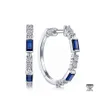 Hoop Huggie Hie Delicati orecchini rotondi piccoli Donna Cristallo blu Zircone Elegante Lady Accessori Festa Compleanno Regalo Gioiello di moda Dhy8P