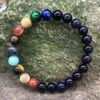 STRAND HANDMADE SOLAR SYSTEEM BRACELBELD MANNEN UNIVERS GELAXY DE ACHT PLANETS STAR NATUURLIJKE STEEN KRAAK SCHAAGBELEGEN BANGEN VOOR DRAAGEN SIERARY