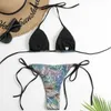 Women's Swimwear Zebra Striped Halter Triangle Bikini Set Push-up Bra Low Waist Panties Women Micro Thong Bikinis 2023 Mujer String Swimsuit