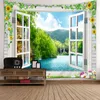 Гобелена 3D цветочная стена висящая гобеленковая пейзажа за пределами оконного матраса Bohemian 6 размеров.